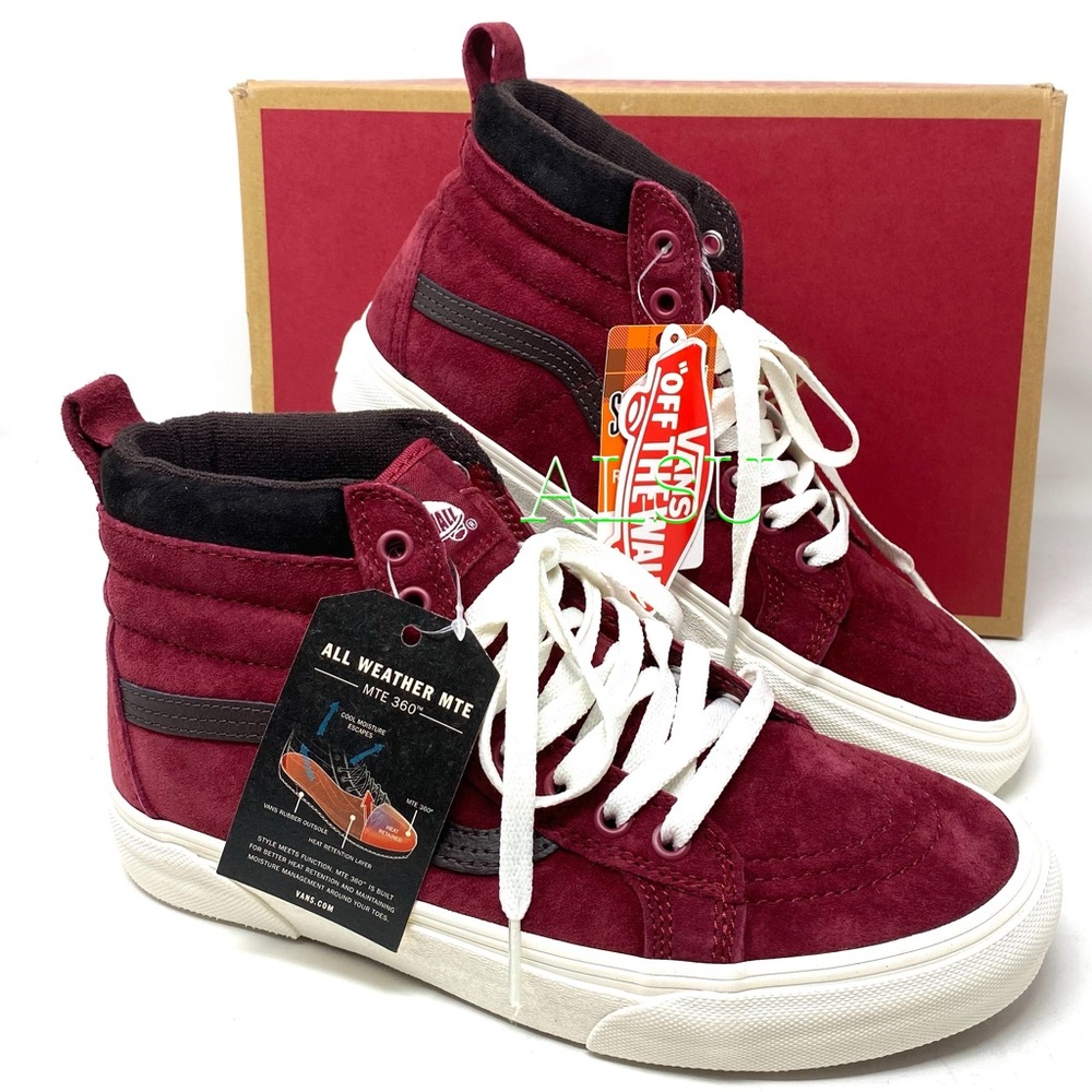 VANS SK8-HI MTE Suede Burgundy Red High Top Hiking Shoes Boots Women VN0A4BV7XKL - Picture 8 of 11